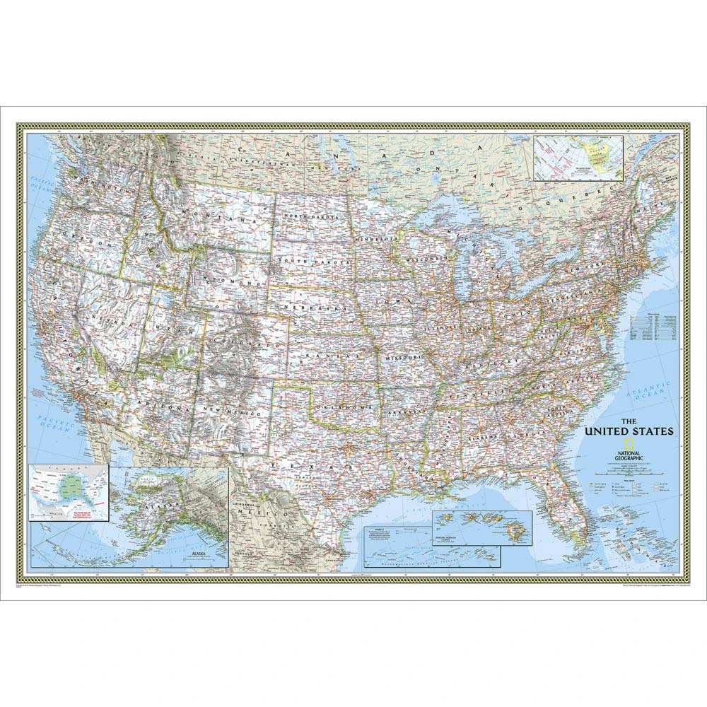National Geographic Maps Wall Map: United States Classic, Tubed Camp & Hike 3 National Geographic Maps Wall Map: United States Classic, Tubed Camp & Hike